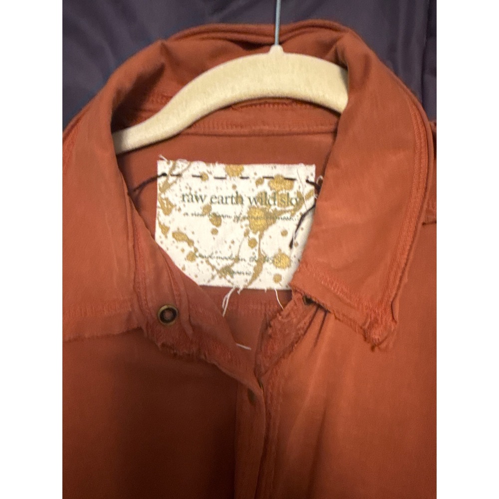 Raw Earth Wild Sky Organic Supima Cotton Shirt Dress Burnt Orange Womens Medium - Picture 8 of 8